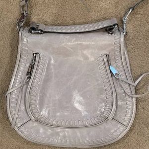Rebecca Minkoff Gray Leather Vanity Saddle Bag Crossbody Purse Handbag